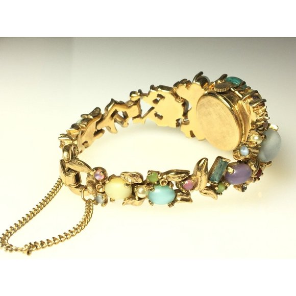 Vintage Fruit Salad Pedre Hidden Dial 17 Jewel Swiss Watch  1960s. Winds & Runs - Picture 6 of 14